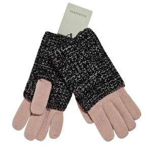 All Saints Gloves Black Blush Angled Stitch Marled Wool Blend Knit Streetwear